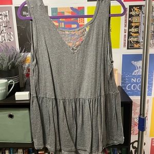 Gray tank with lace
